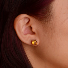 Load image into Gallery viewer, 8 mm. Round Cut Yellow Brazilian Citrine Earrings