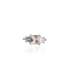 Load image into Gallery viewer, Handmade 8 mm. Fancy Square Cut White Brazilian Topaz Trilogy Ring