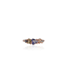 Load image into Gallery viewer, Handmade 5 x 6 mm. Trillion Cut Blue Ceylon Sapphire Cluster Ring