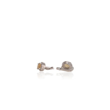 Load image into Gallery viewer, 6 x 8 mm. Oval Cut Yellow Brazilian Citrine with Cz Halo Earrings