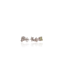 Load image into Gallery viewer, 4 x 6 mm. Octagon Cut Green Pakistani Peridot with Cz Accents Drop Earrings