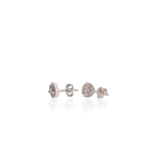 Load image into Gallery viewer, 4 x 6 mm. Pear Cut Blue Violet Tanzanite with Cz Accents Earrings