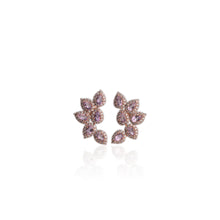 Load image into Gallery viewer, 3 x 5 mm. Pear Cut Purple Brazilian Amethyst with Cz Accents Cluster Earrings