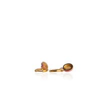 Load image into Gallery viewer, 5 x 7 mm. Oval Cut Yellow Brazilian Citrine with Enamel and Cz Accents Two-way Earrings