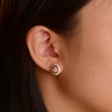 Load image into Gallery viewer, 6 x 9 mm. Pear Cut Pink Brazilian Mystic Topaz with Cz Accents Earrings