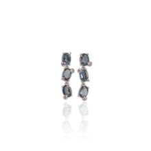 Load image into Gallery viewer, 5 x 7 mm. Oval Cut London Blue Brazilian Topaz with Cz Accents Drop Earrings
