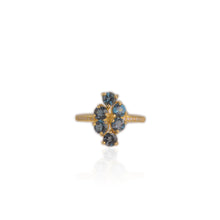 Load image into Gallery viewer, 4 mm. Round Cut London Blue Brazilian Topaz with Cz Band Cluster Ring