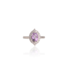 Load image into Gallery viewer, 6 x 8 mm. Oval Cut Purple Brazilian Amethyst with Cz Accents Ring