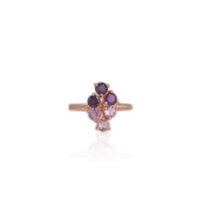 Load image into Gallery viewer, 4 mm. Round Cut Purple Brazilian Amethyst with Cz Band Cluster Ring