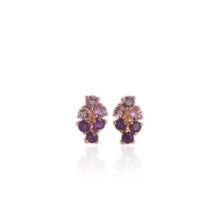 Load image into Gallery viewer, 4 mm. Round Cut Purple Brazilian Amethyst Cluster Earrings