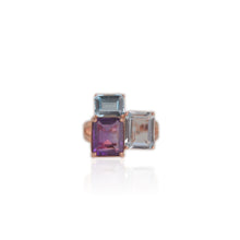 Load image into Gallery viewer, 8 x 10 mm. Octagon Cut Purple Brazilian Amethyst and Topaz Cluster Ring