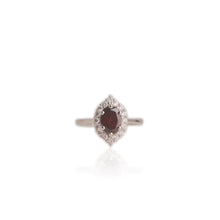 Load image into Gallery viewer, 6 x 8 mm. Oval Cut Red African Garnet with Cz Accents Ring
