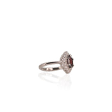 Load image into Gallery viewer, 6 x 8 mm. Oval Cut Red African Garnet with Cz Accents Ring