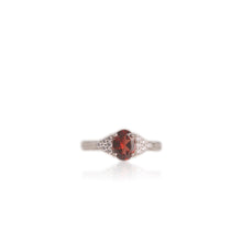 Load image into Gallery viewer, 6 x 8 mm. Oval Cut Red Mozambican Garnet with Cz Accents Ring