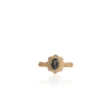 Load image into Gallery viewer, 5 x 7 mm. Oval Cut London Blue Brazilian Topaz with Cz Accents Ring