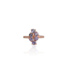 Load image into Gallery viewer, 4 mm. Round Cut Blue Violet Tanzanite with Cz Band Ring