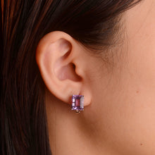 Load image into Gallery viewer, 8 x 10 mm. Octagon Cut Purple Brazilian Amethyst Earrings