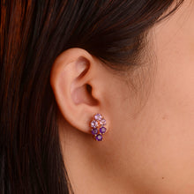 Load image into Gallery viewer, 4 mm. Round Cut Purple Brazilian Amethyst Cluster Earrings