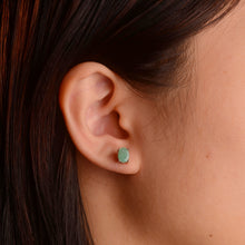 Load image into Gallery viewer, 5 x 7 mm. Oval Cut Green Brazilian Emerald Earrings