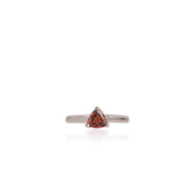 Load image into Gallery viewer, 6 mm. Trillion Cut Red Mozambican Garnet Ring