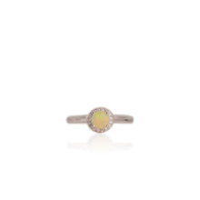 Load image into Gallery viewer, 5 mm. Round Cut Multi-coloured Ethiopian Opal with Cz Halo Ring
