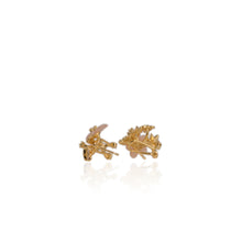 Load image into Gallery viewer, 11 mm. Carved Flower Mother of Pearl with Cz Accents Earrings
