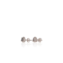 Load image into Gallery viewer, 5 mm. Trillion Cut London Blue Brazilian Topaz with Cz Halo Earrings