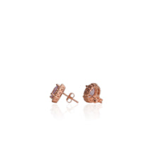 Load image into Gallery viewer, 8 mm. Round Cut Purple Brazilian Amethyst with Cz Halo Earrings