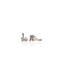 Load image into Gallery viewer, 5 mm. Round Cut Purple African Rhodolite Garnet, Mother of Pearl, Opal with Cz Accents Butterfly Drop Earrings