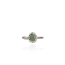 Load image into Gallery viewer, 5 x 7 mm. Oval Cut Green Zambian Emerald with Cz Accents Ring