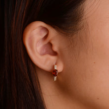 Load image into Gallery viewer, 5 x 7 mm. Oval Cut Orange Brazilian Citrine with Cz Accents Earrings
