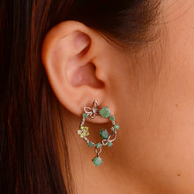 Load image into Gallery viewer, 4 x 6 mm. Pear Cut Black Ethiopian Opal, Emerald and Peridot Cluster Drop Earrings (Blemished)