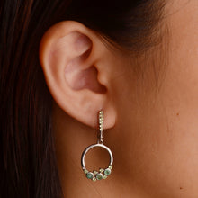 Load image into Gallery viewer, 3 mm. Round Cut Green Brazilian Emerald and Peridot Drop Earrings