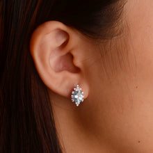 Load image into Gallery viewer, 5 x 7 mm. Oval Cut Swiss Blue Brazilian Topaz with Cz Accents Earrings