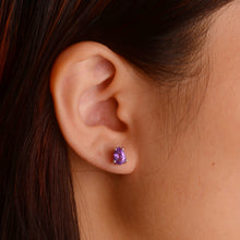 Load image into Gallery viewer, 5 x 7 mm. Pear Cut Purple Brazilian Amethyst Earrings