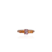 Load image into Gallery viewer, 4 x 6 mm. Oval Cut Purple Brazilian Amethyst and Citrine Cluster Ring