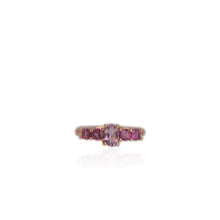 Load image into Gallery viewer, 4 x 6 mm. Oval Cut Purple Brazilian Amethyst and Rhodolite Garnet Cluster Ring