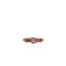 Load image into Gallery viewer, 4 x 6 mm. Oval Cut Purple Brazilian Amethyst and Rhodolite Garnet Cluster Ring