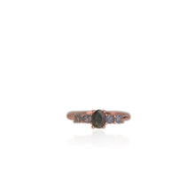 Load image into Gallery viewer, 4 x 6 mm. Oval Cut Green and Blue Thai Sapphire Cluster Ring