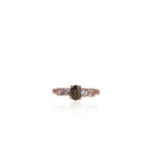 Load image into Gallery viewer, 4 x 6 mm. Oval Cut Green and Blue Thai Sapphire and Topaz Cluster Ring