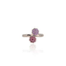 Load image into Gallery viewer, 2 mm. Round Cut Purple African Rhodolite Garnet and Amethyst Open Ring