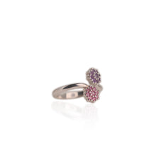 Load image into Gallery viewer, 2 mm. Round Cut Purple African Rhodolite Garnet and Amethyst Open Ring