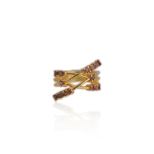 Load image into Gallery viewer, 2 x 5 mm. Round Cut Purple Pink Tanzanian Sapphire Cluster Ring