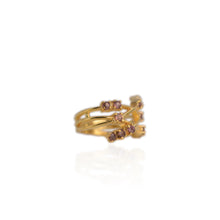Load image into Gallery viewer, 2 x 5 mm. Round Cut Purple Pink Tanzanian Sapphire Cluster Ring