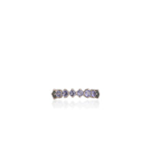 Load image into Gallery viewer, 3 mm. Round Cut Blue Violet Tanzanite and Sapphire Half Eternity Ring