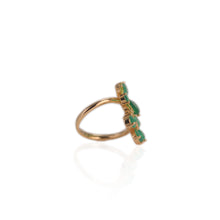 Load image into Gallery viewer, 6 x 8 mm. Pear Cut Green Botswana Agate and Peridot with Cz Accents Cluster Ring