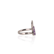 Load image into Gallery viewer, 5 mm. Trillion Cut Purple Uruguayan Amethyst with Cz Accents Butterfly Ring