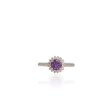 Load image into Gallery viewer, 6 mm. Round Cut Purple Uruguayan Amethyst with Cz Accents Ring