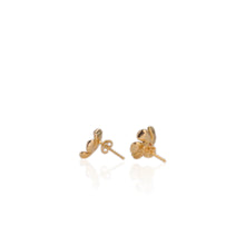 Load image into Gallery viewer, 3 x 5 mm. Pear Cut Purple African Rhodolite Garnet with Cz Accents Flower Earrings (Blemished)