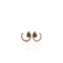 Load image into Gallery viewer, 4 x 6 mm. Pear Cut Black Ethiopian Opal with Cz Accents Earrings